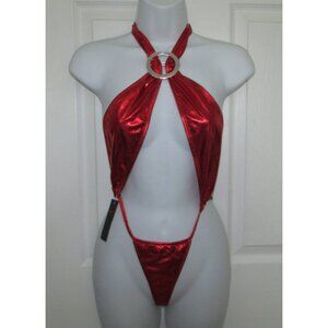 Red Metallic O-Ring 1 Pc Monokini Teddy - NEW